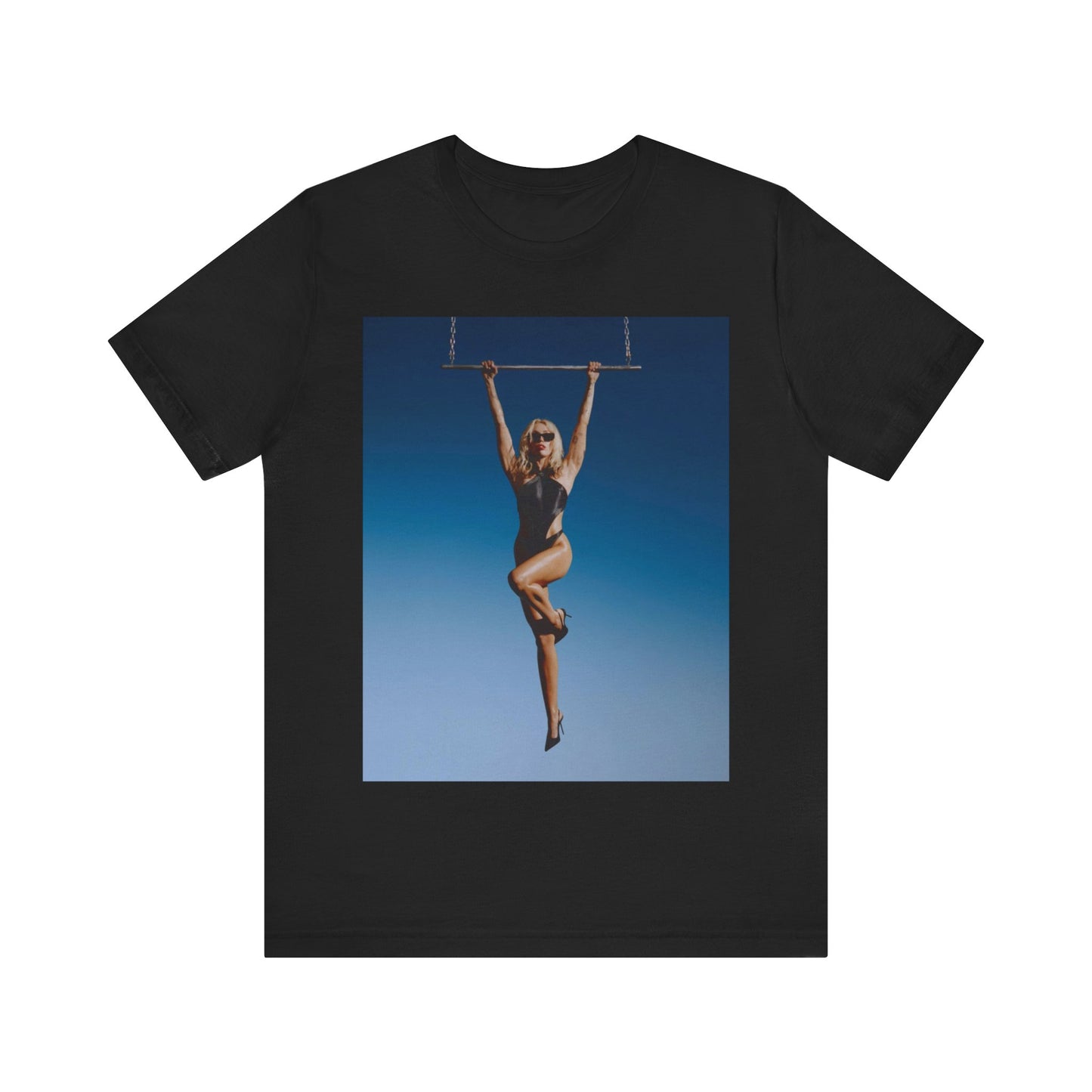 A black graphic t-shirt featuring a graphic related to Miley Cyrus' 'Endless Summer Vacation' album.