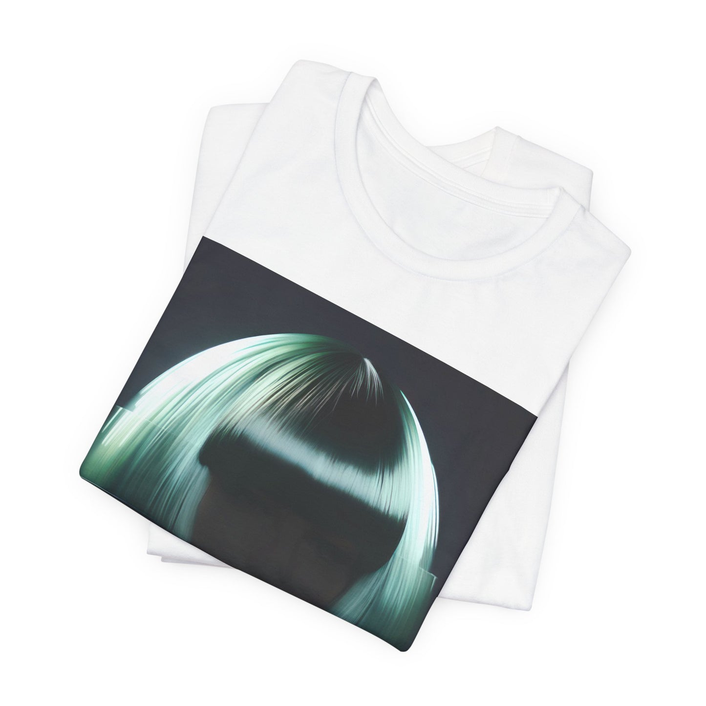 A black graphic t-shirt featuring a bold graphic of Sia as a pop superstar.