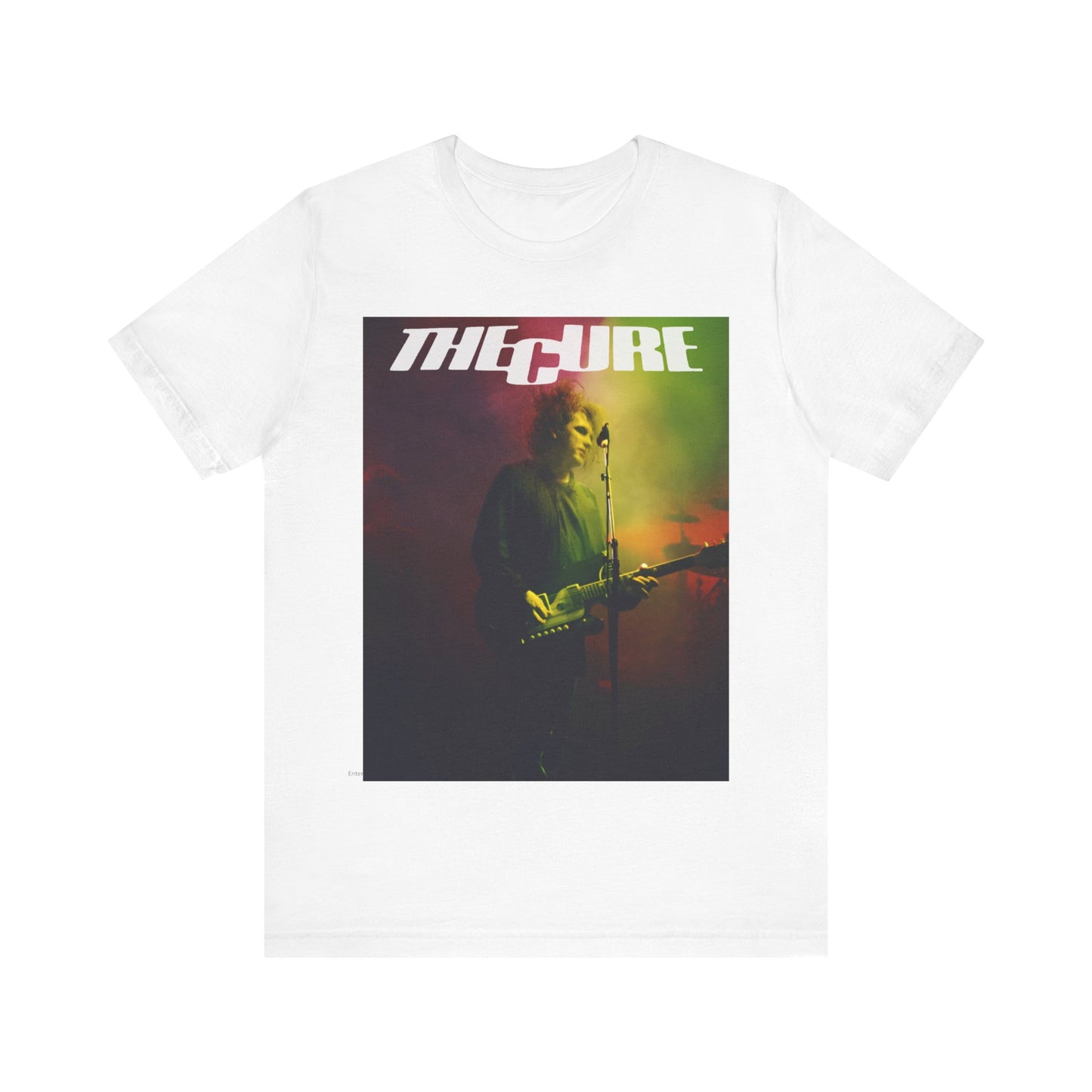 A black graphic t-shirt featuring a concert graphic related to The Cure's 'Lovesong' era.