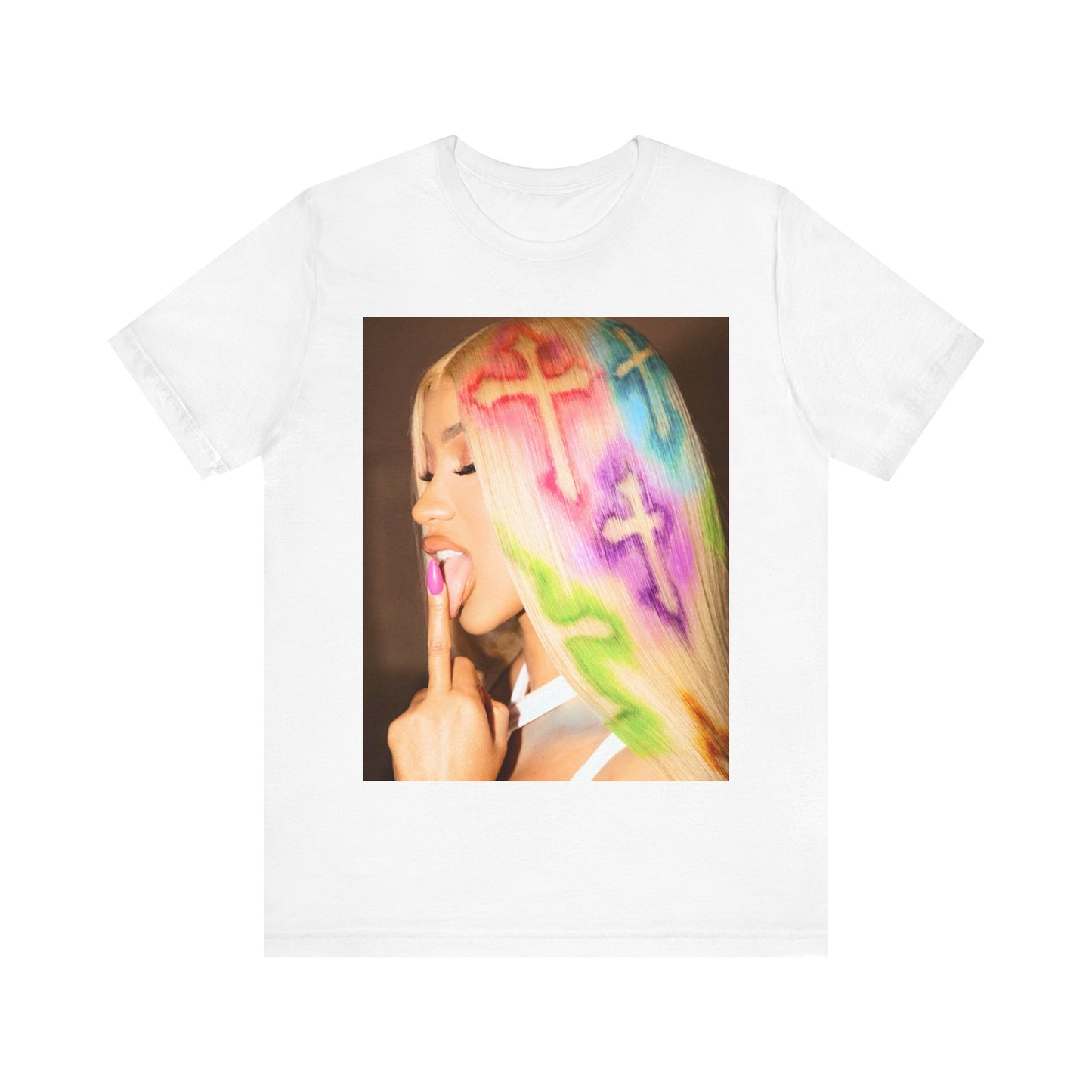 A black graphic t-shirt featuring a graphic related to Cardi B's 'Invasion of Privacy' album era.