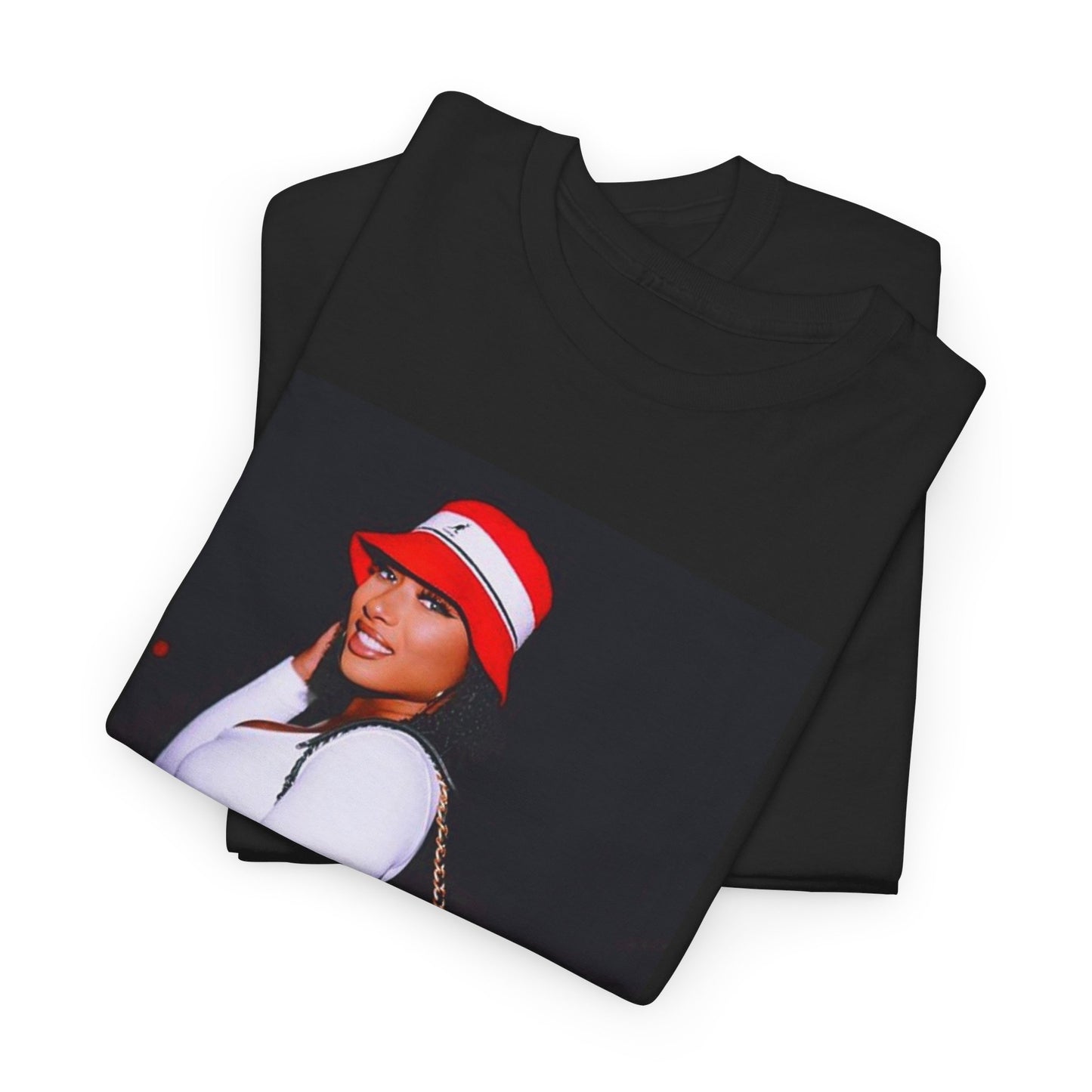 A black graphic t-shirt featuring an iconic fashion graphic of Megan Thee Stallion.