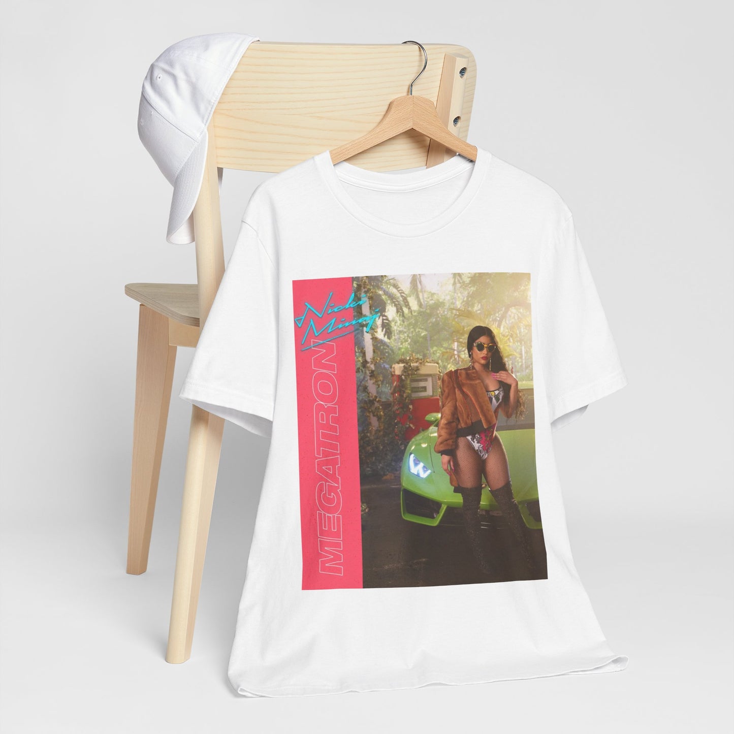A black graphic t-shirt featuring a graphic related to Nicki Minaj's 'Megatron' song.