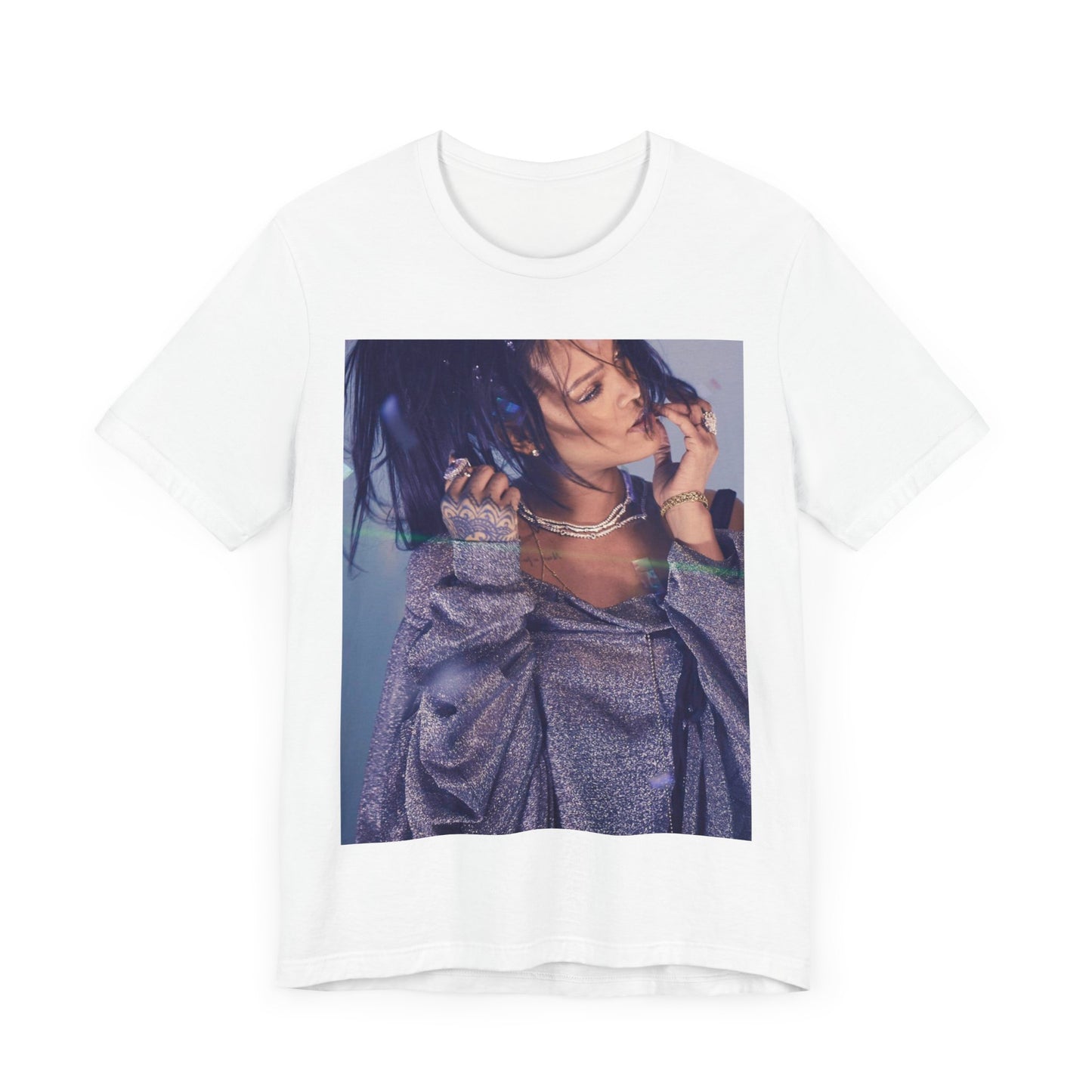 A black graphic t-shirt featuring a graphic related to Rihanna's 'Anti' album era.