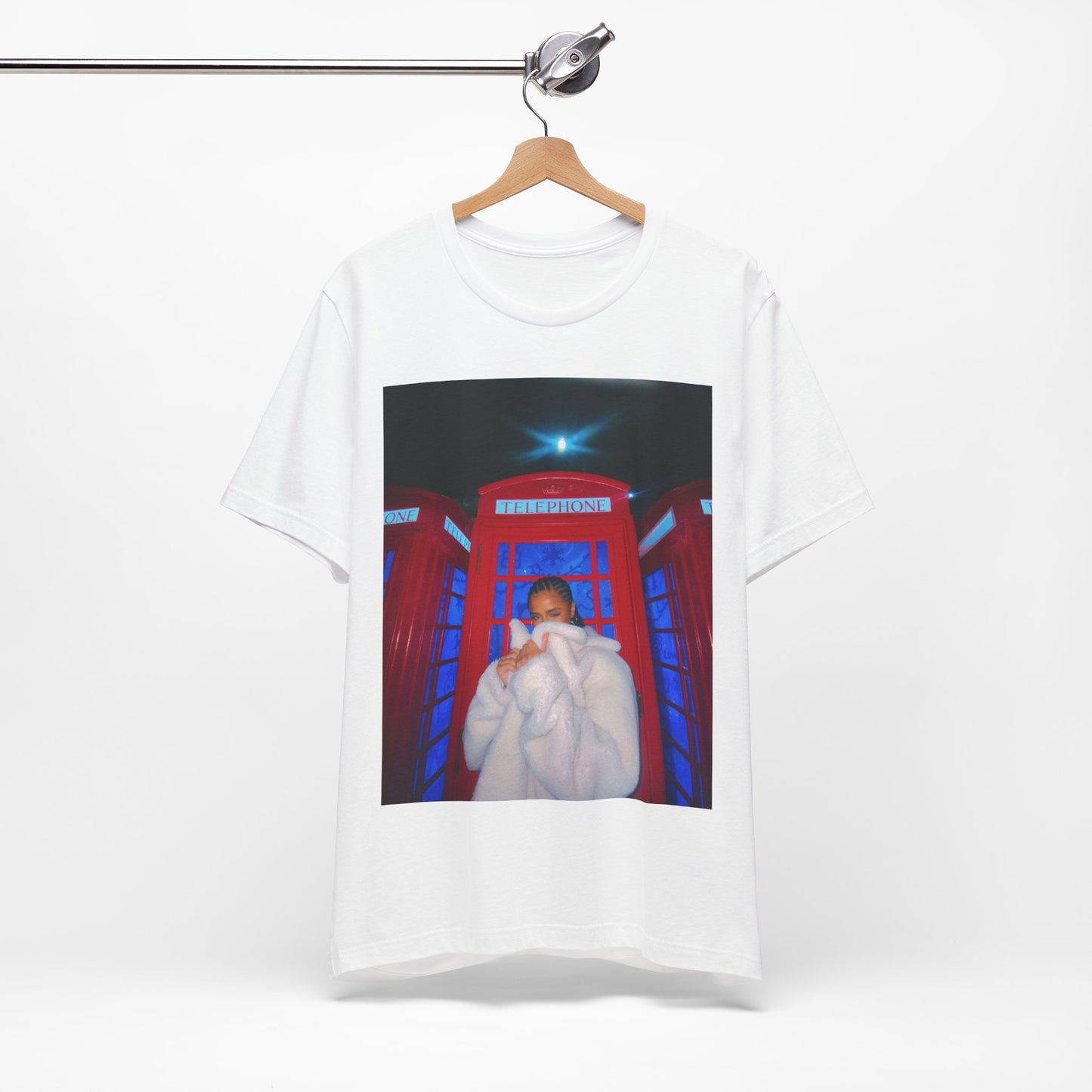 A black graphic t-shirt featuring a rhythmic dance pop graphic of Tyla.