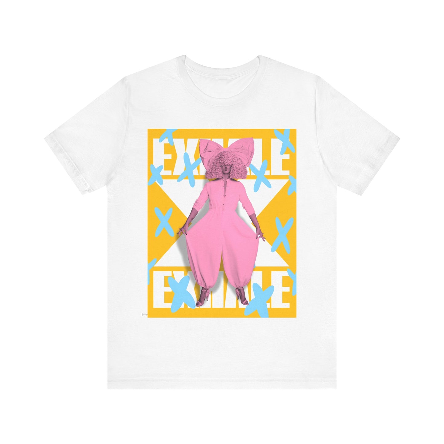 A black graphic t-shirt featuring a graphic related to Sia's 'Exhale' theme or lyrics.