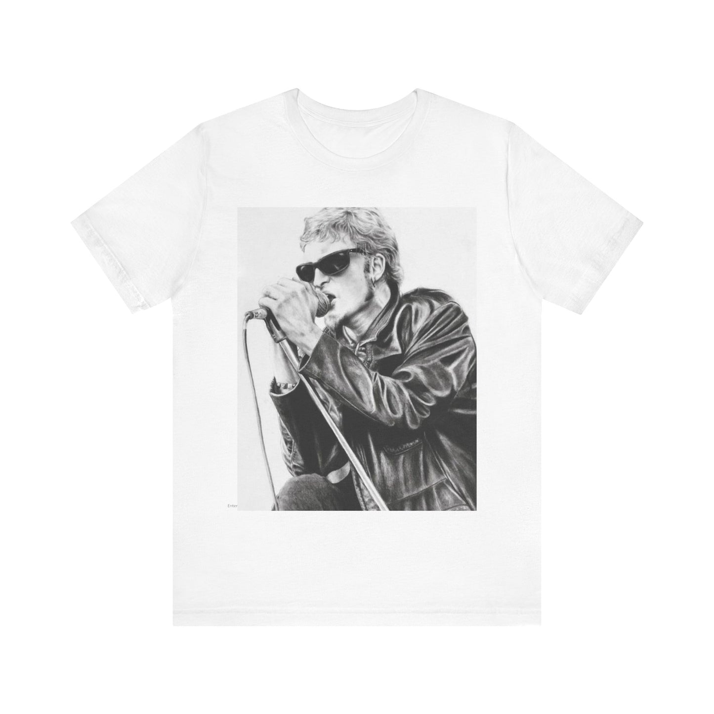 A black graphic t-shirt featuring a photo of Layne Staley from Alice In Chains performing live in concert, showing his intense stage presence.