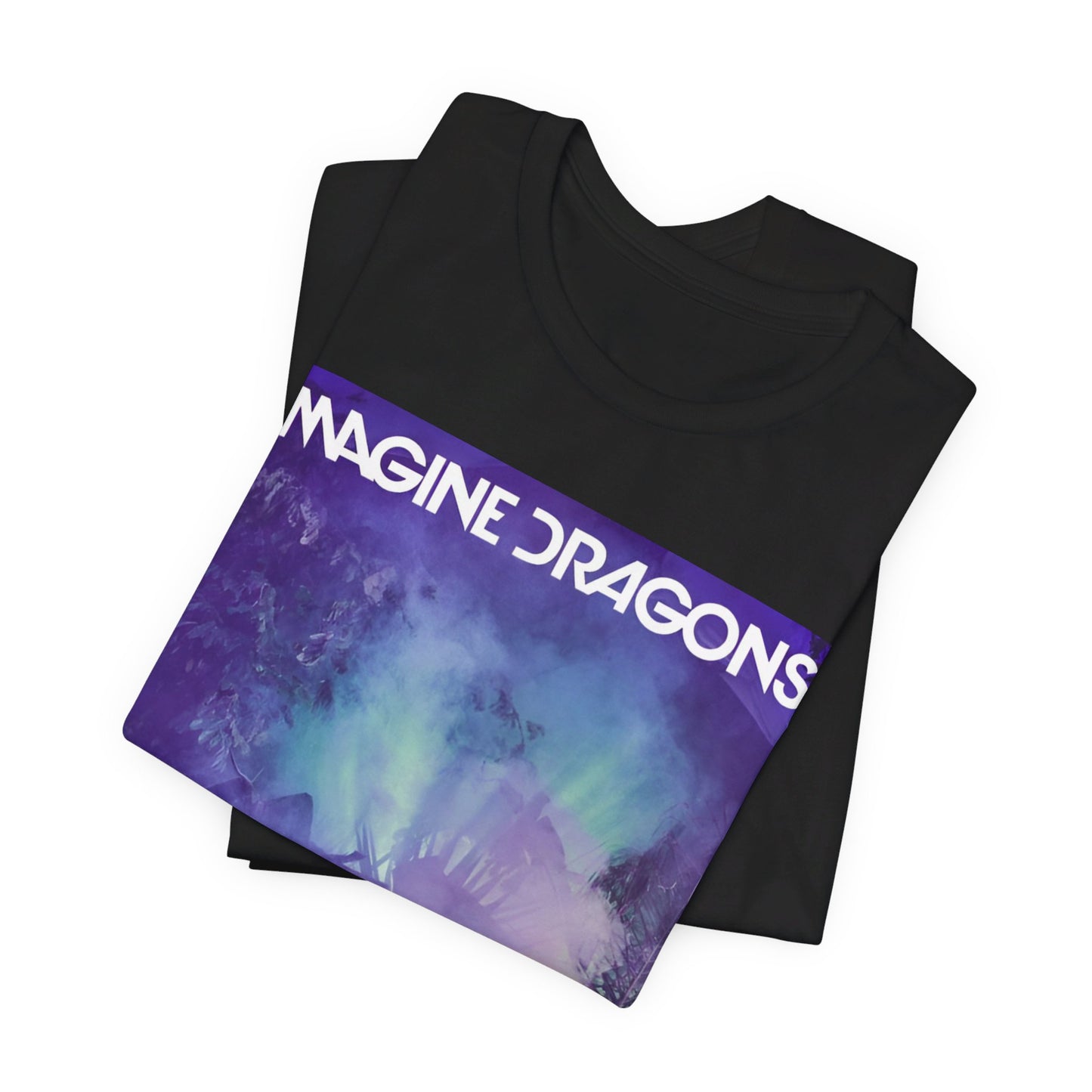 A black graphic t-shirt featuring a vintage alt rock sound graphic of Imagine Dragons.
