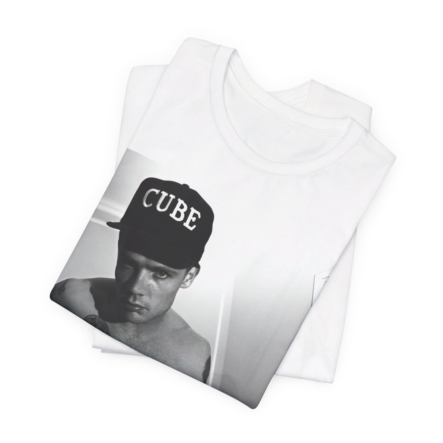 A black graphic t-shirt featuring a black and white graphic or photo of Flea from Red Hot Chili Peppers performing live on stage.