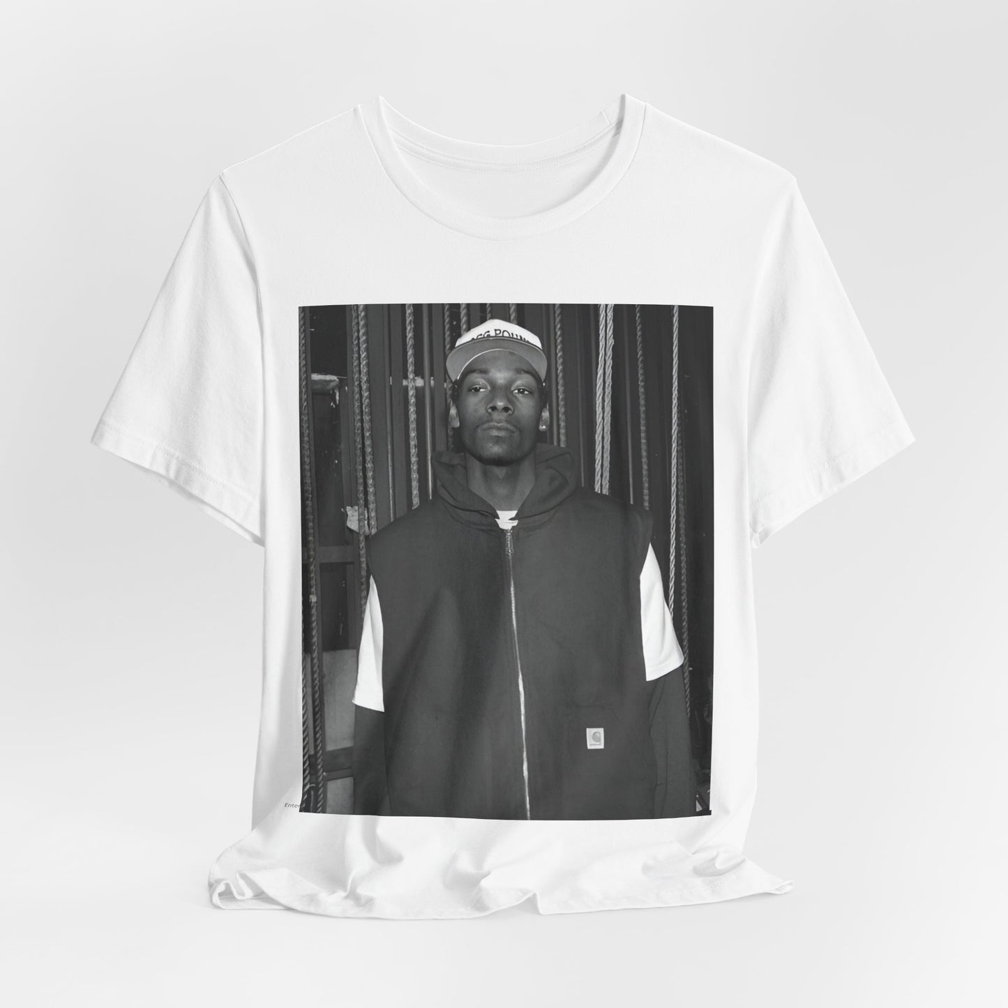 A black graphic t-shirt featuring a graphic of Snoop Dogg emphasizing a rebellious spirit.