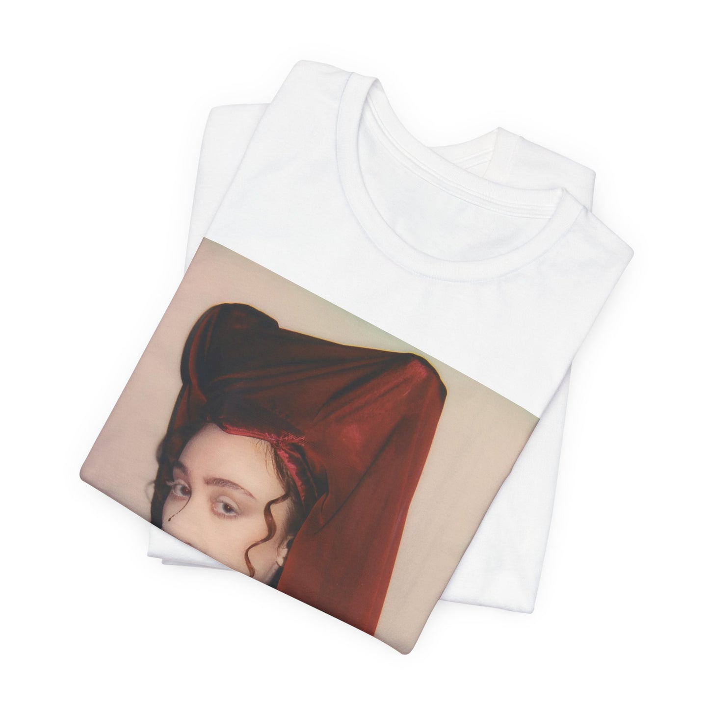A black graphic t-shirt featuring a vintage-style graphic of Chappell Roan as a pop star.