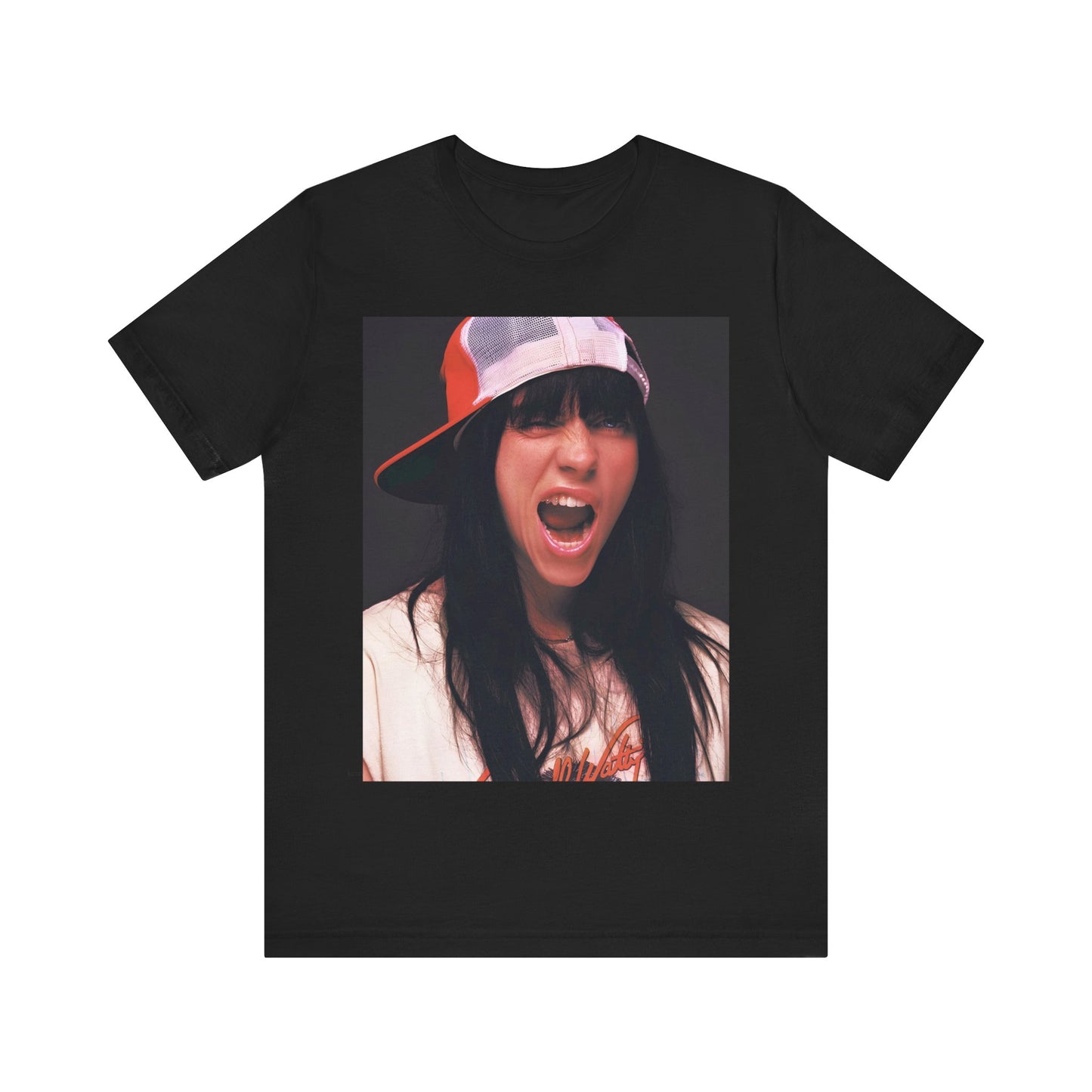 A multi-panel, graphic t-shirt inspired by the Billie Eilish song 'all the good girls go to hell,' featuring different images of her.