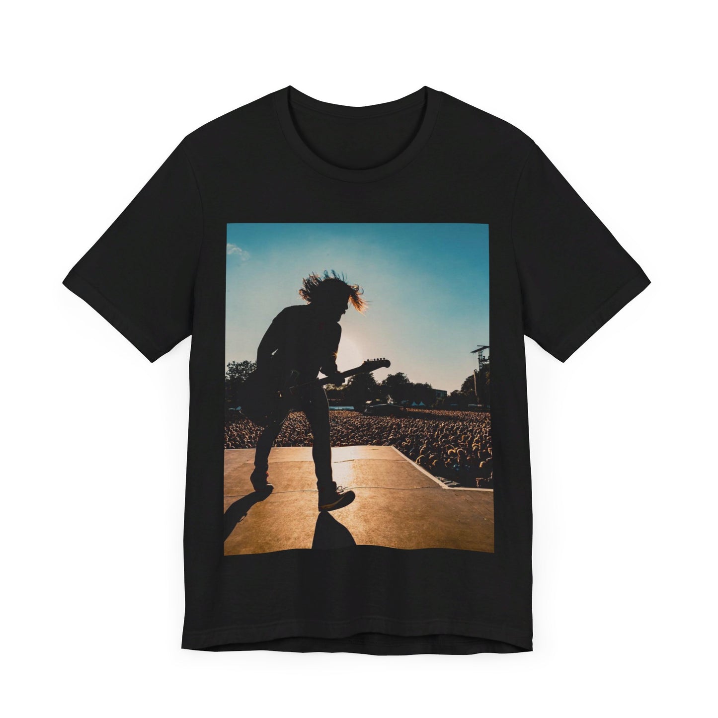 A black graphic t-shirt featuring a tour concert graphic of Foo Fighters.