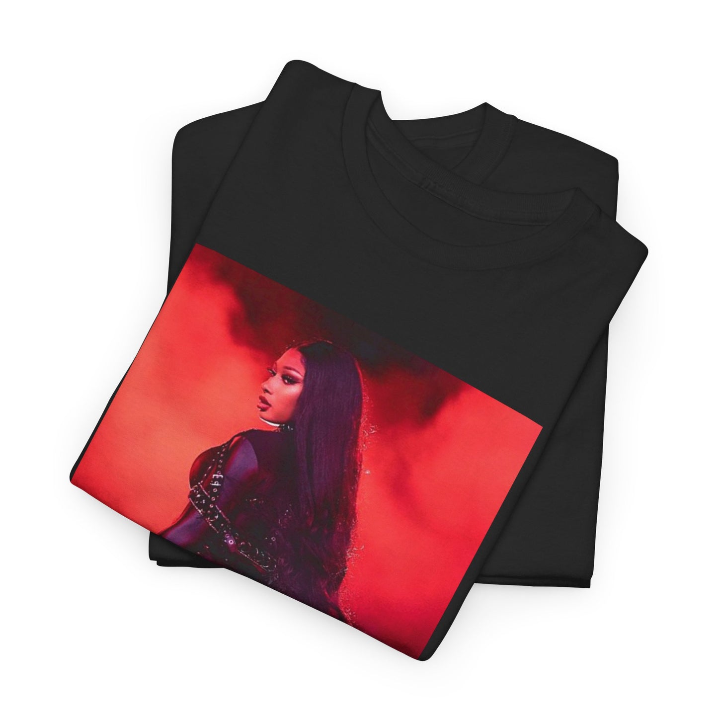 A black graphic t-shirt featuring a retro graphic related to Megan Thee Stallion's 'Savage' song or era.
