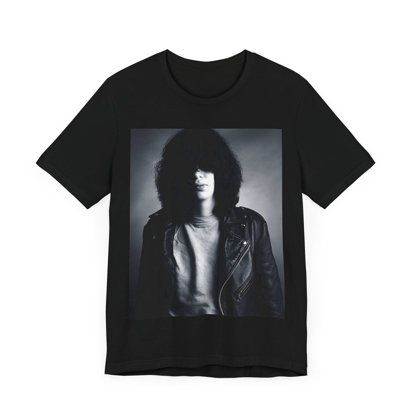 A black graphic t-shirt featuring an early days fast rock graphic of the Ramones.