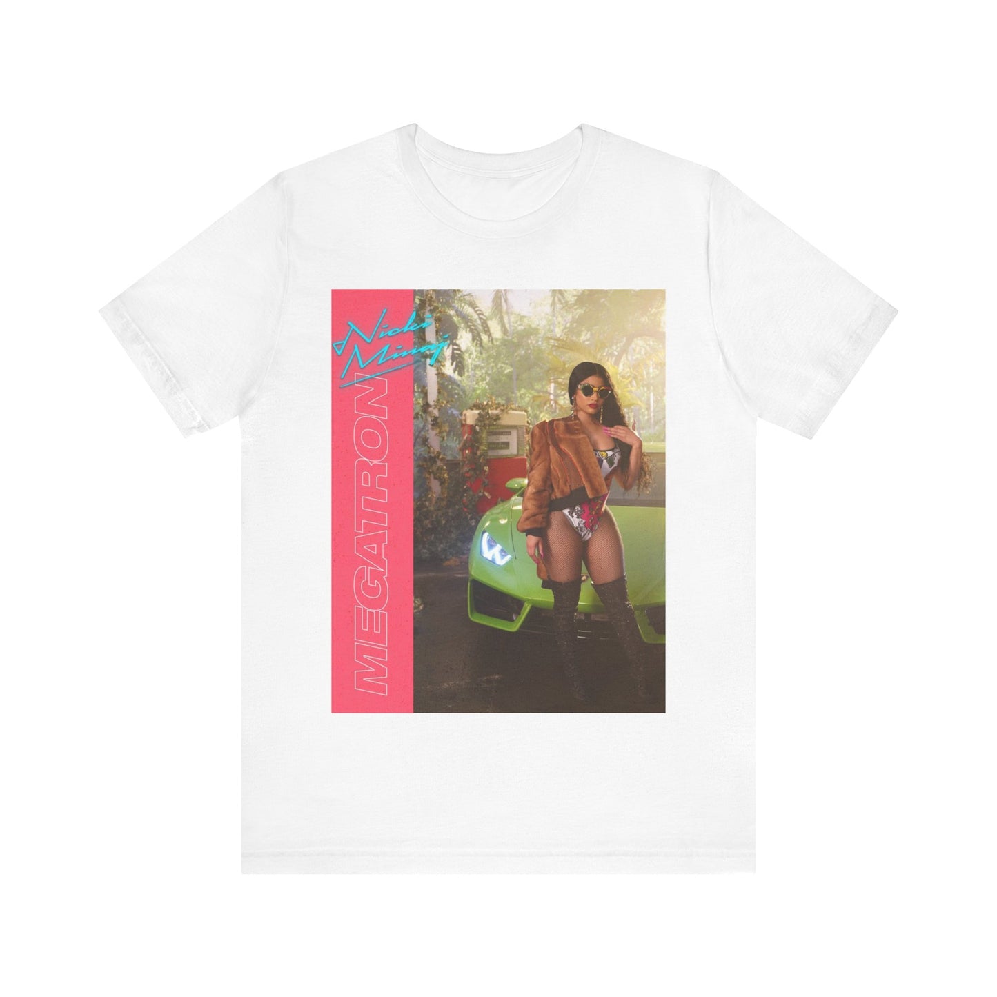 A black graphic t-shirt featuring a graphic related to Nicki Minaj's 'Megatron' song.