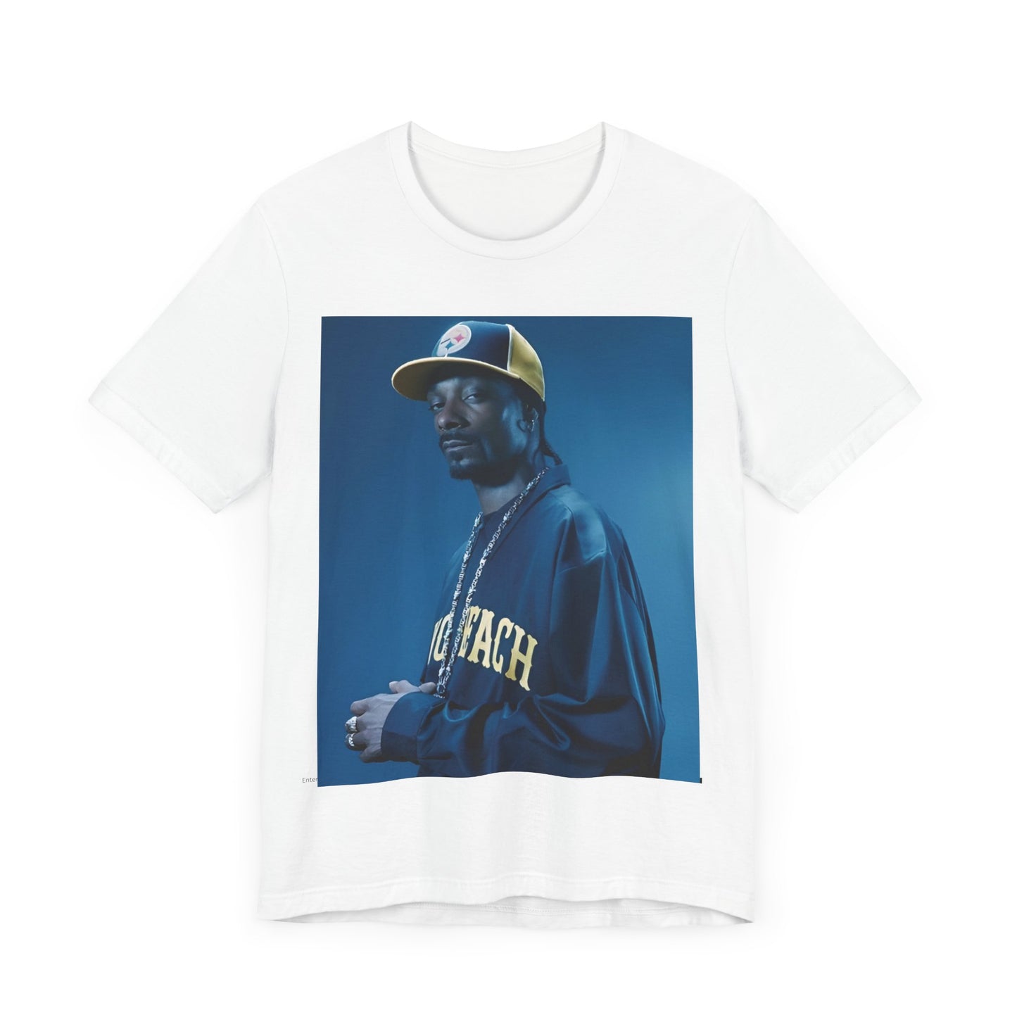 A black graphic t-shirt featuring an authentic West Coast graphic of Snoop Dogg.