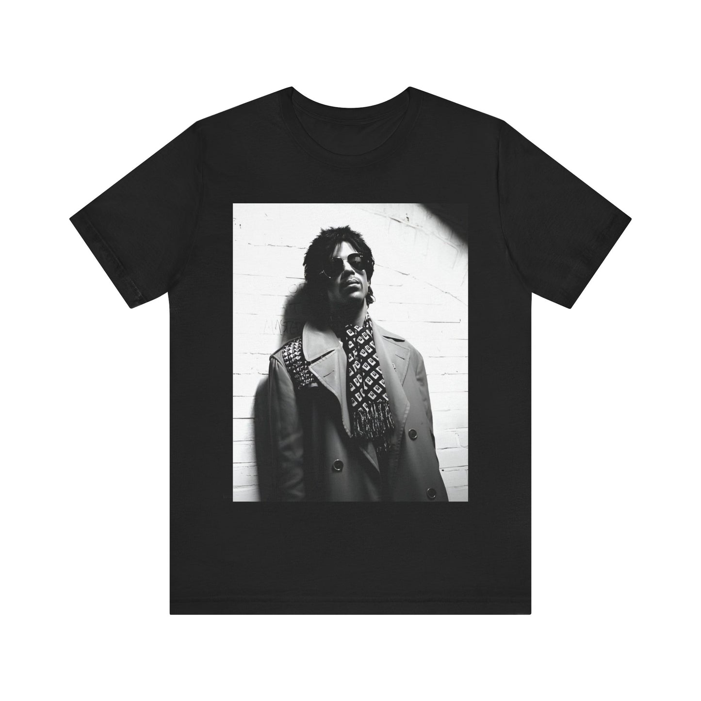 A black graphic t-shirt featuring Prince's iconic symbol, representing 'The Artist Formerly Known As'.