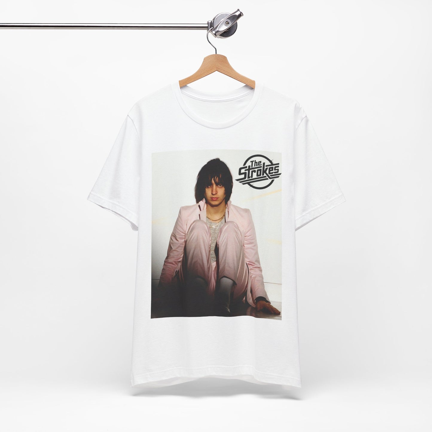 A black graphic t-shirt featuring a graphic of The Strokes with cool New York City vibes.