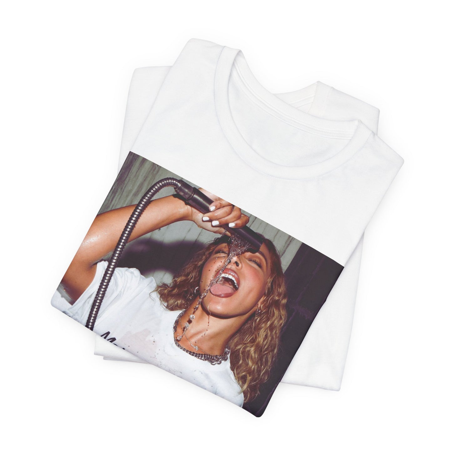 A black graphic t-shirt featuring an aesthetic graphic of Tinashe with a 'Nasty' vibe.