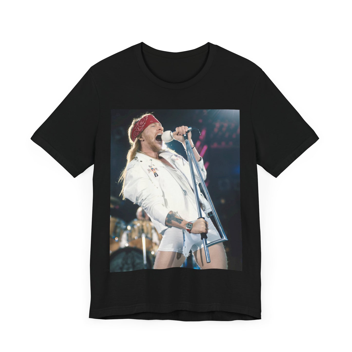 A black graphic t-shirt featuring a graphic related to Guns N' Roses' 'November Rain' song or era.
