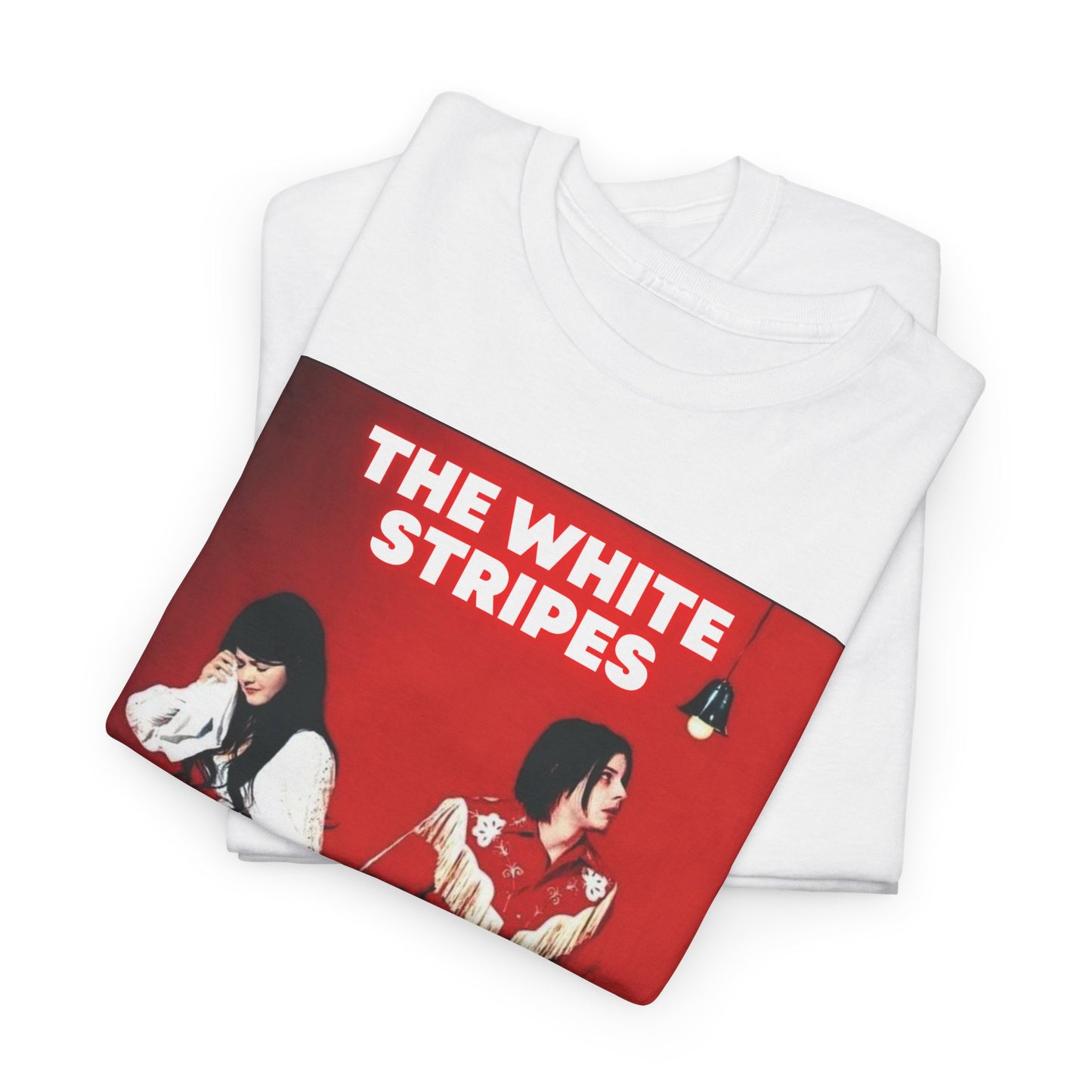 A black graphic t-shirt featuring an edgy rock and roll graphic of The White Stripes.