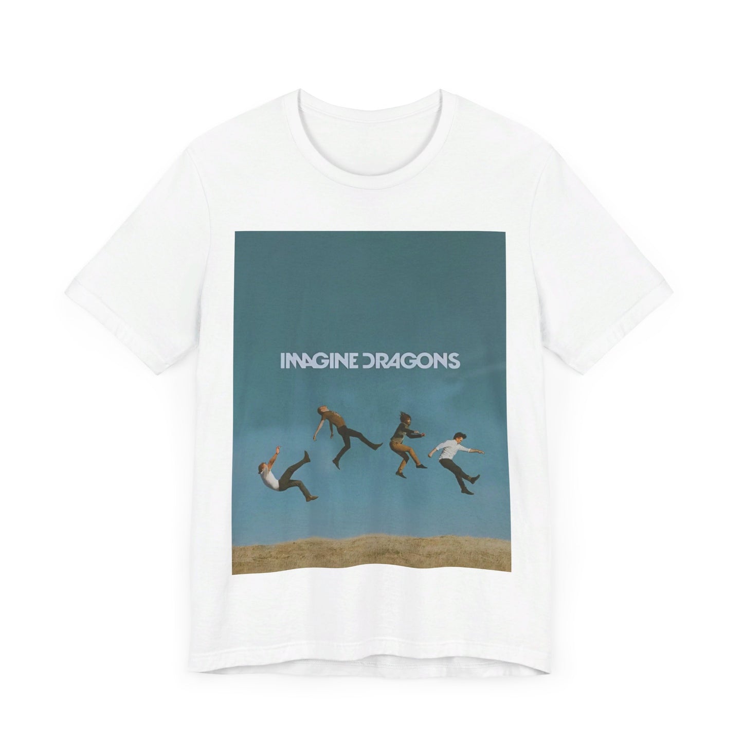 A black graphic t-shirt featuring an artistic or aesthetic graphic of Imagine Dragons.