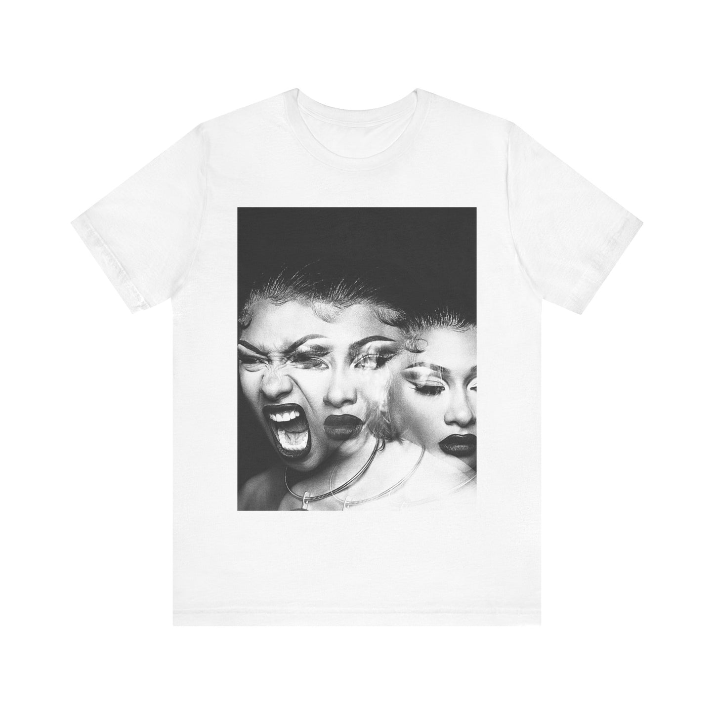 A black graphic t-shirt featuring a graphic related to Megan Thee Stallion's 'Traumazine' album.