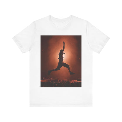 A black graphic t-shirt featuring an authentic Houston rapper graphic of Travis Scott.
