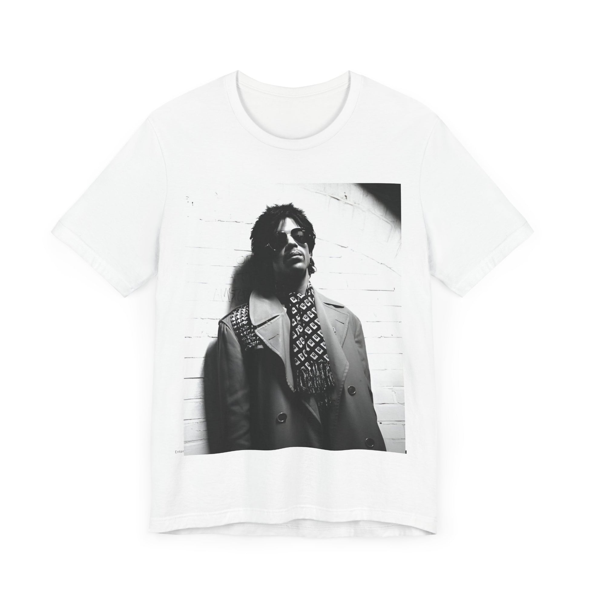 A black graphic t-shirt featuring Prince's iconic symbol, representing 'The Artist Formerly Known As'.