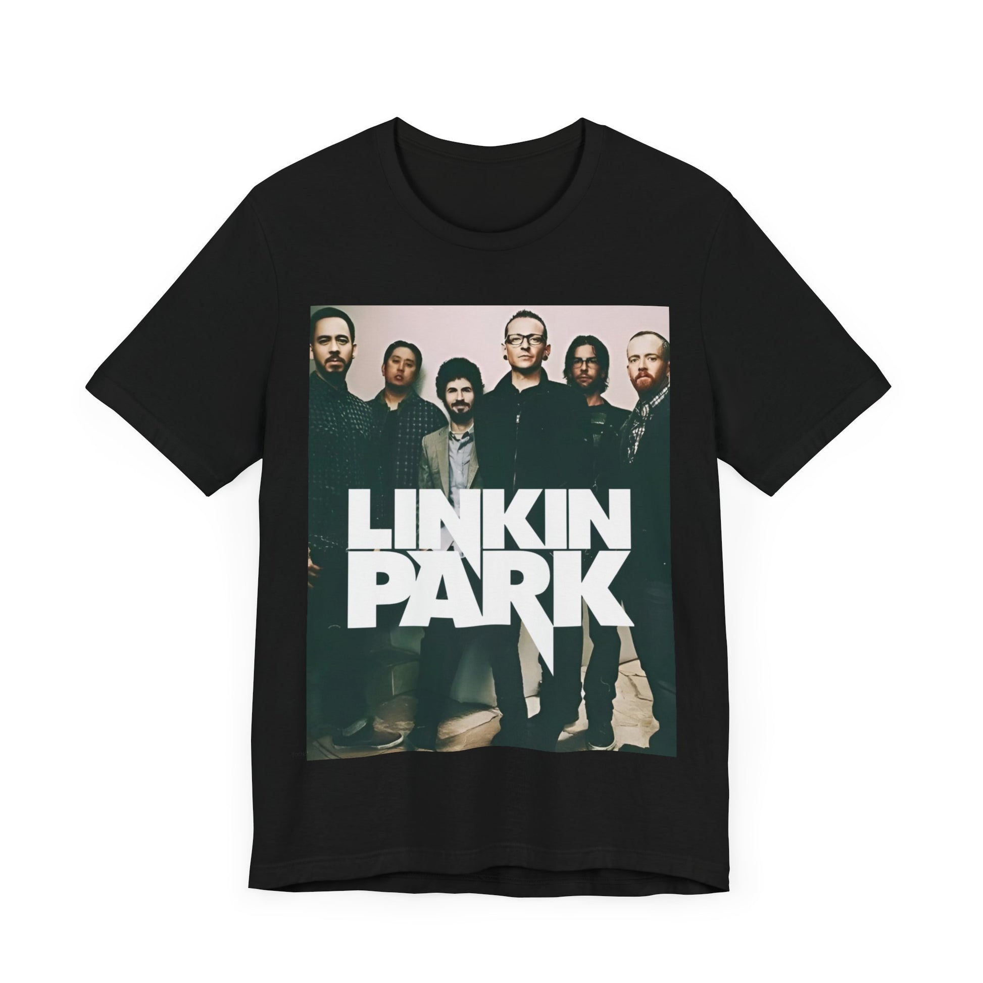 A black graphic t-shirt featuring a graphic related to Linkin Park's 'Numb' song or era.