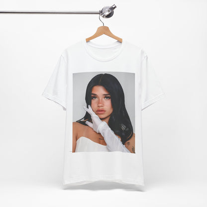 A black graphic t-shirt featuring a portrait graphic of Nessa Barrett.