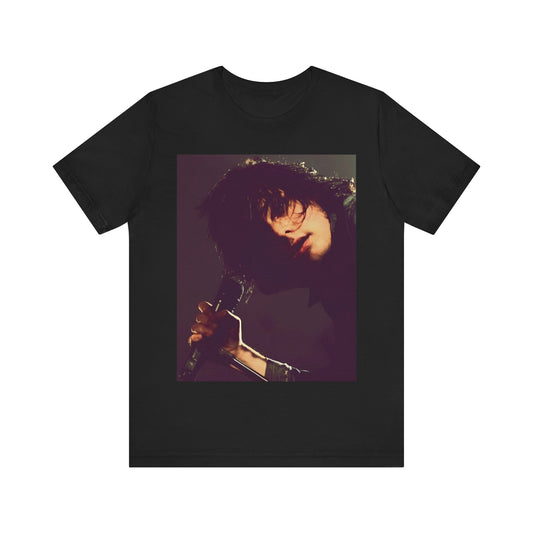 A black graphic t-shirt featuring a graphic of Gerard Way from My Chemical Romance.