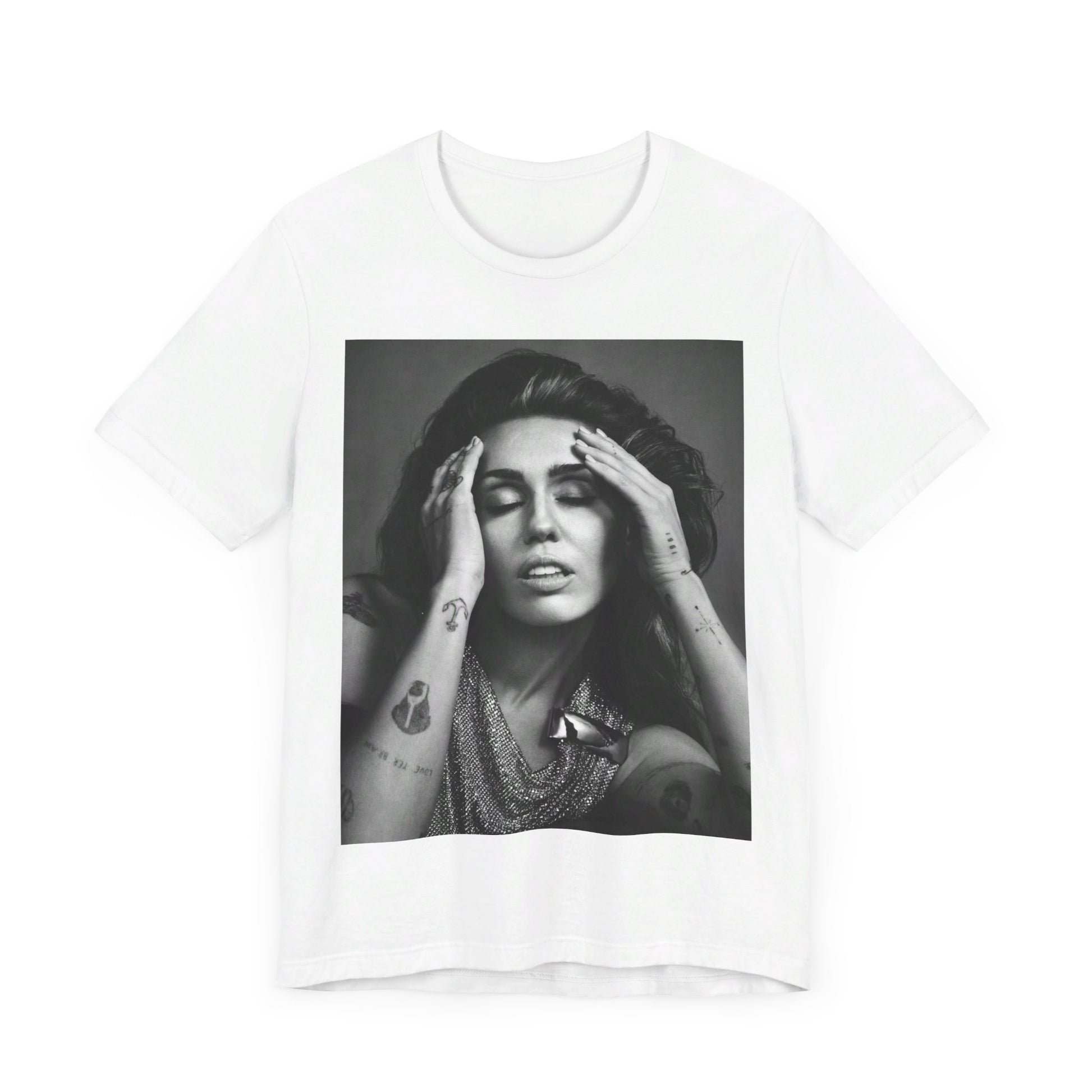 A black graphic t-shirt featuring a retro graphic related to Miley Cyrus' 'Bangerz' album era.
