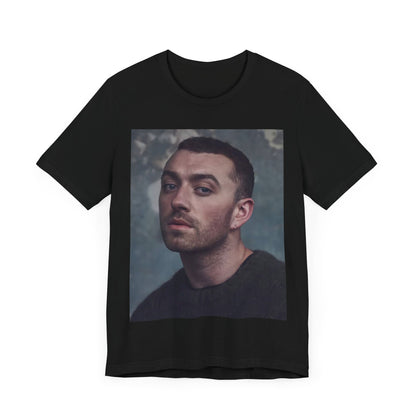 A black graphic t-shirt featuring a retro graphic related to Sam Smith's 'Stay With Me' song or era.
