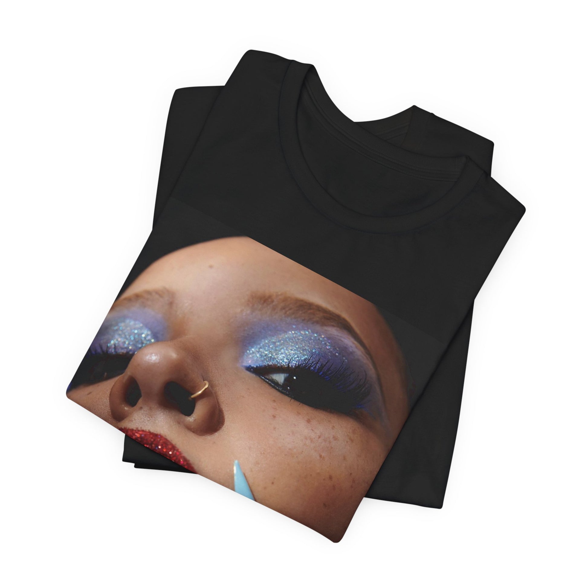 A black graphic t-shirt featuring a graphic related to Tinashe's '2 On' song or era.