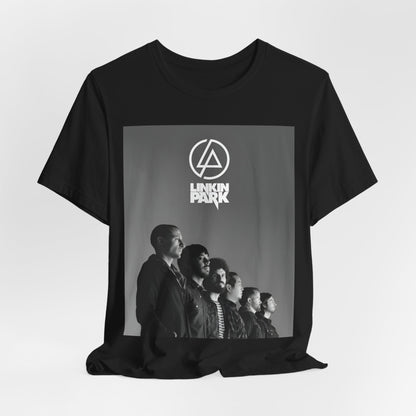 A black graphic t-shirt featuring a vintage graphic related to Linkin Park's 'Meteora' album era.