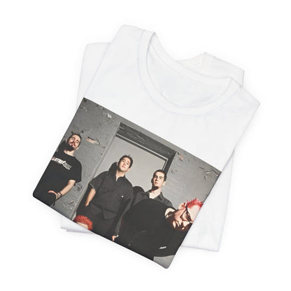 A black graphic t-shirt featuring a retro alt rock band graphic of Linkin Park.