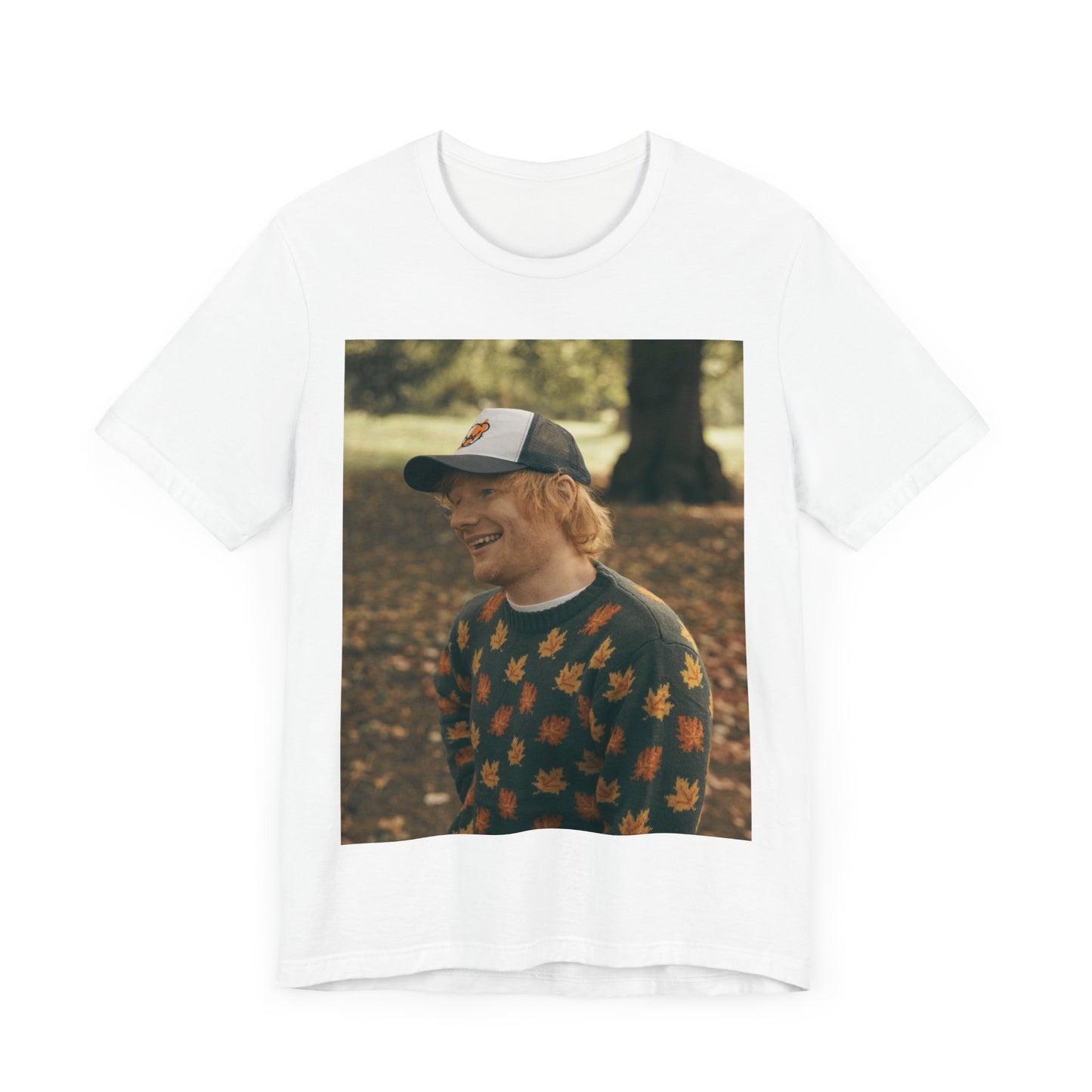 A black graphic t-shirt featuring a graphic related to Ed Sheeran's 'Shape of You' song or era.