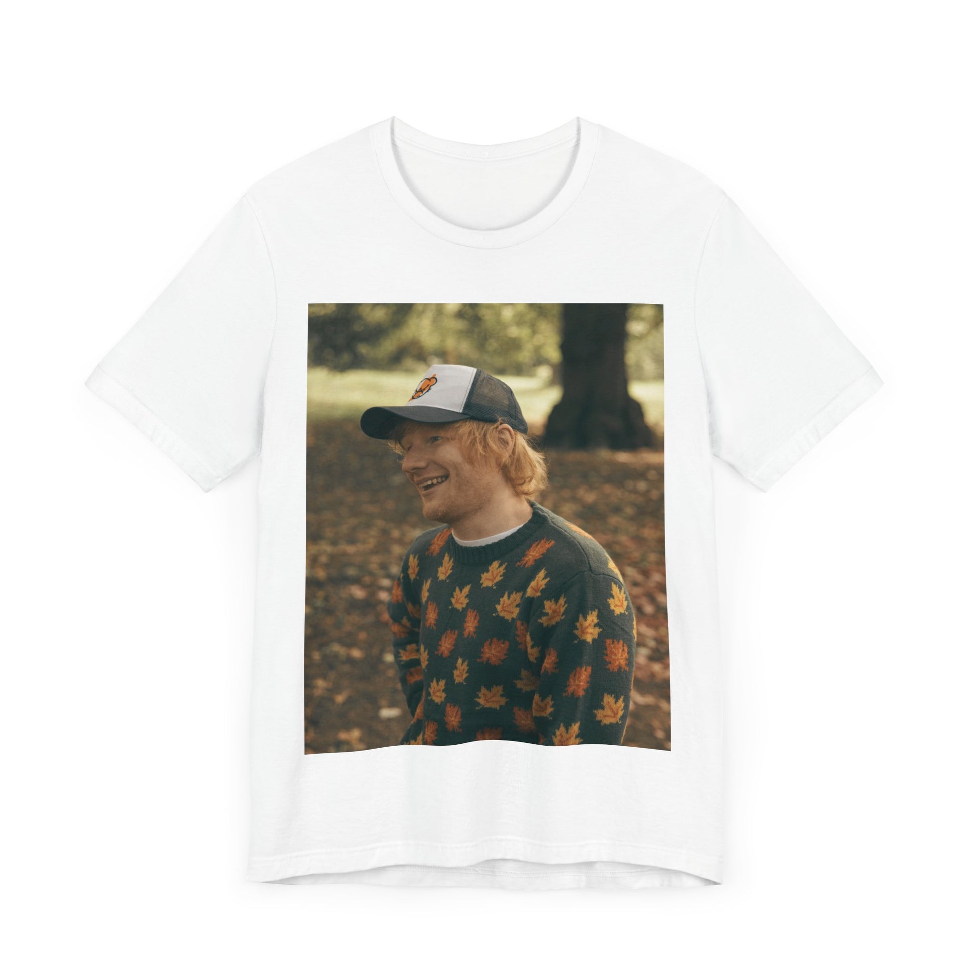 A black graphic t-shirt featuring a graphic related to Ed Sheeran's 'Shape of You' song or era.