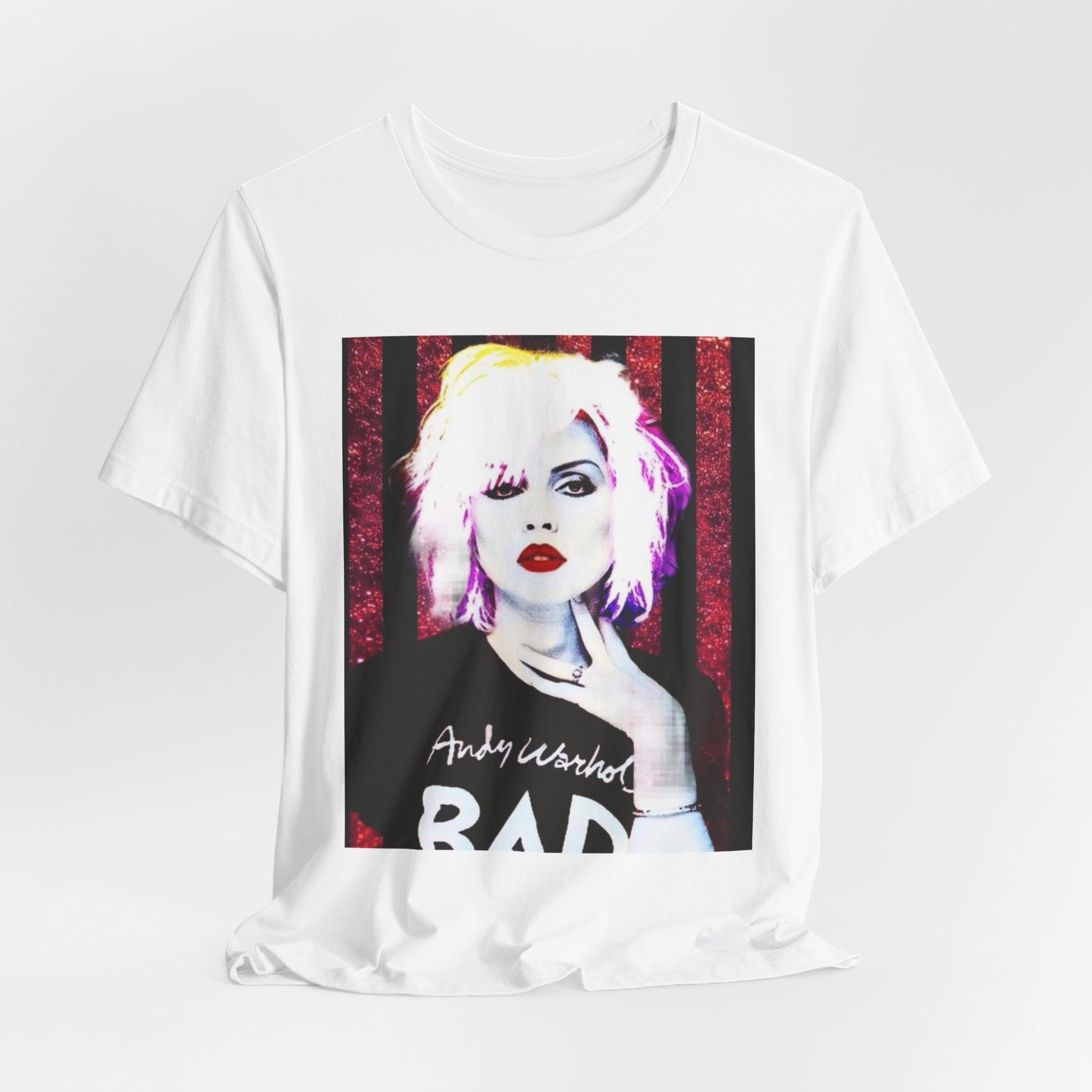 A black graphic t-shirt featuring a graphic of Blondie with an edgy street style aesthetic.