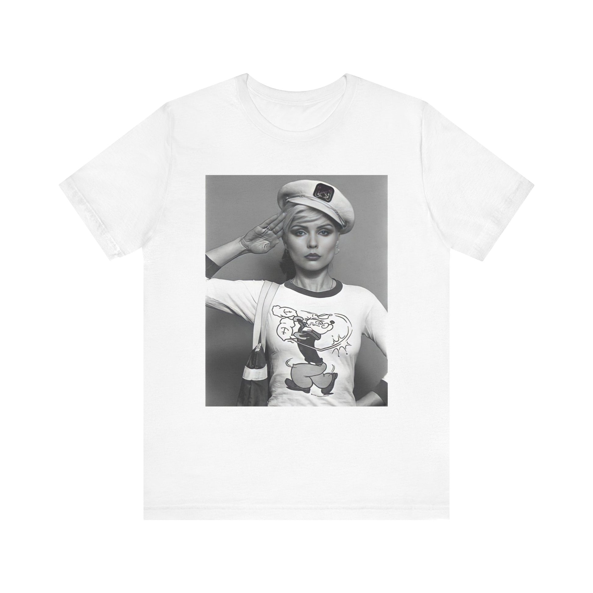 A black graphic t-shirt featuring a classic black and white graphic of the band Blondie.