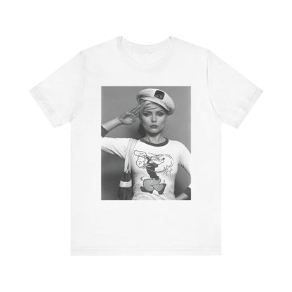 A black graphic t-shirt featuring a classic black and white graphic of the band Blondie.