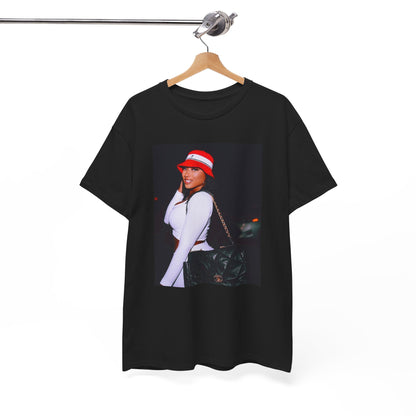 A black graphic t-shirt featuring an iconic fashion graphic of Megan Thee Stallion.