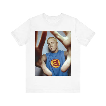 A black graphic t-shirt featuring a graphic related to Eminem's 'The Slim Shady LP' album.