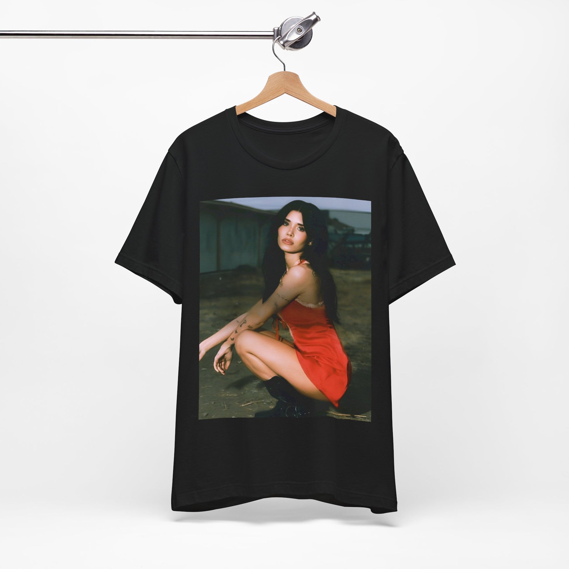 A black graphic t-shirt featuring a cool emo graphic of Nessa Barrett.