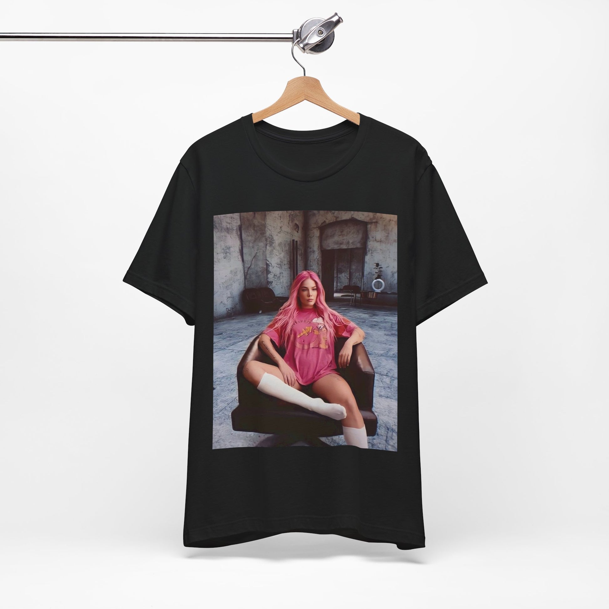 A black graphic t-shirt featuring a retro graphic related to Halsey's 'Badlands' album era.