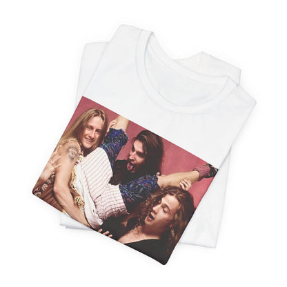 A black graphic t-shirt featuring a humorous or candid photo/illustration of Alice In Chains band members from the 90s alt-rock era.