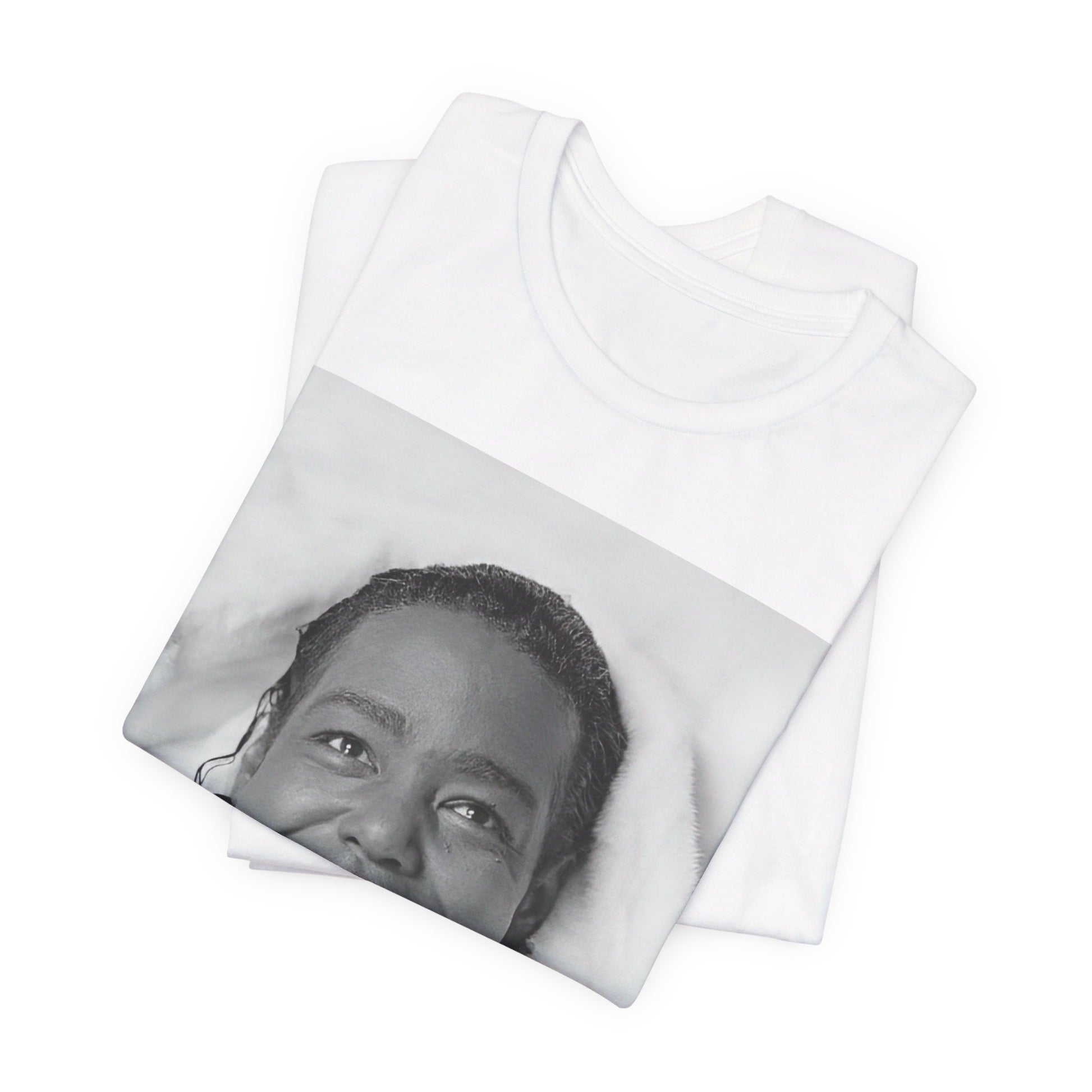A black graphic t-shirt featuring a retro 70s-style graphic of Barry White as a soul icon.