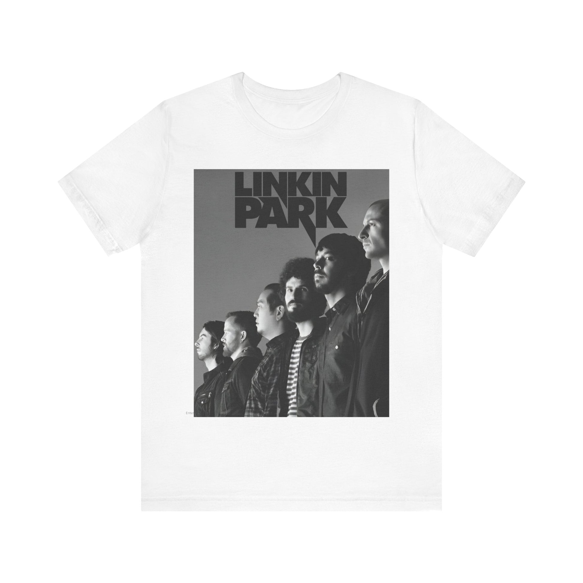 A black graphic t-shirt featuring a vintage nu-metal graphic of Linkin Park.