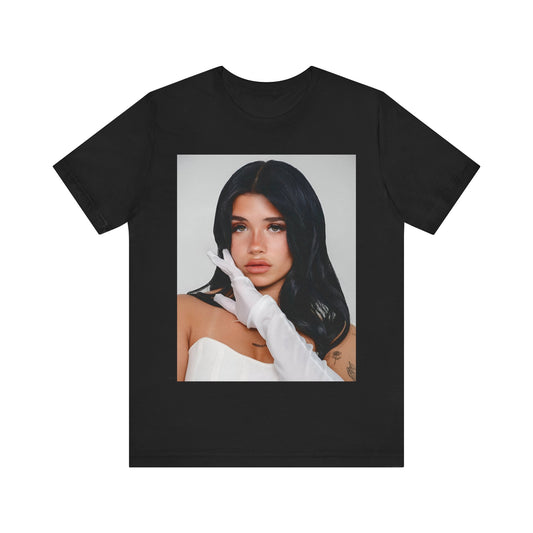 A black graphic t-shirt featuring a portrait graphic of Nessa Barrett.